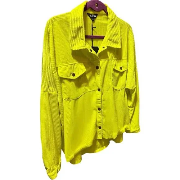 J.NNA Chartreuse Corded Snap Down High Low Shacket – Size Large NWT - Picture 16 of 16
